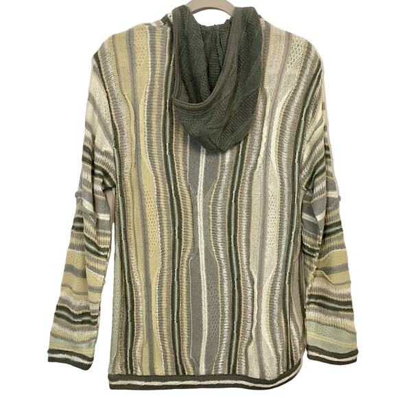 Vntg NWT Bergati 3D Gray Yellow Textured Hoodie Hip Hop Cosby Sweater… - Picture 4 of 9